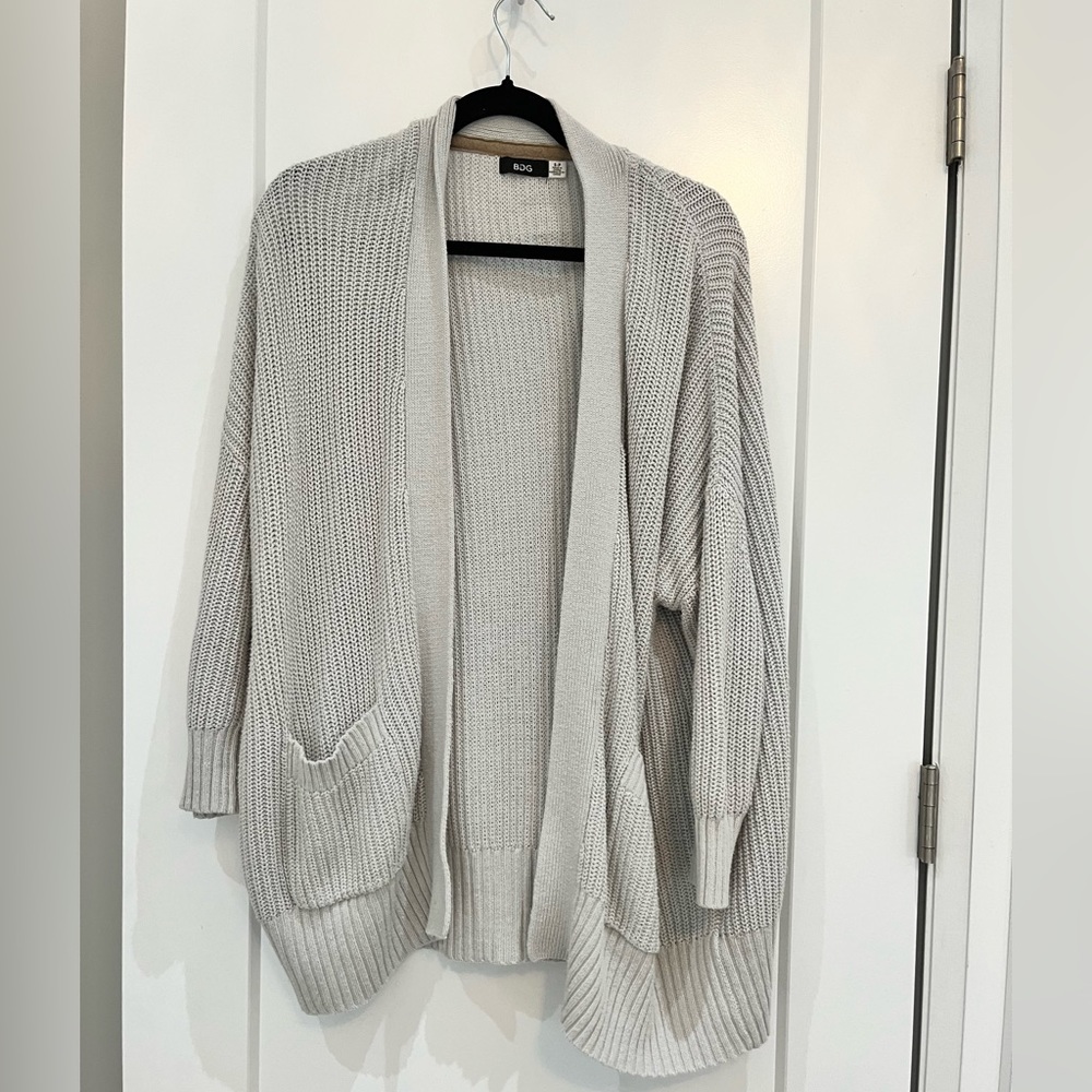 BDG Urban Outfitters Oversized Open Cardigan | Light Icy Grey Sweater